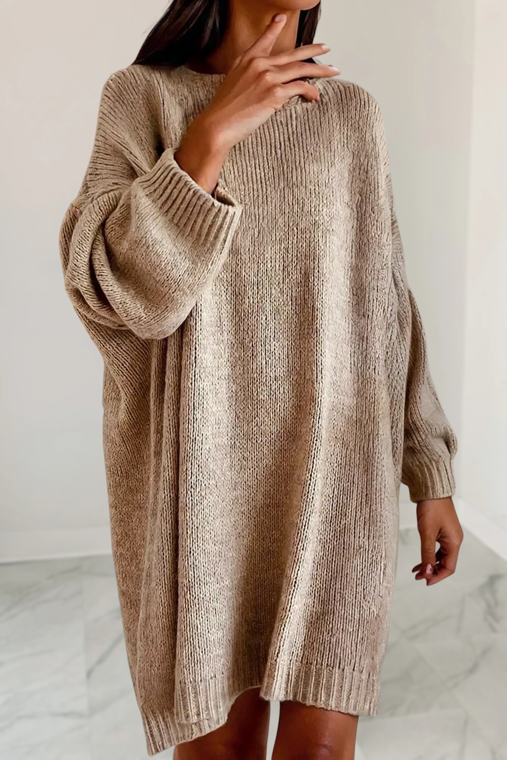Oversize Drop Shoulder Slouchy Sweater Dress