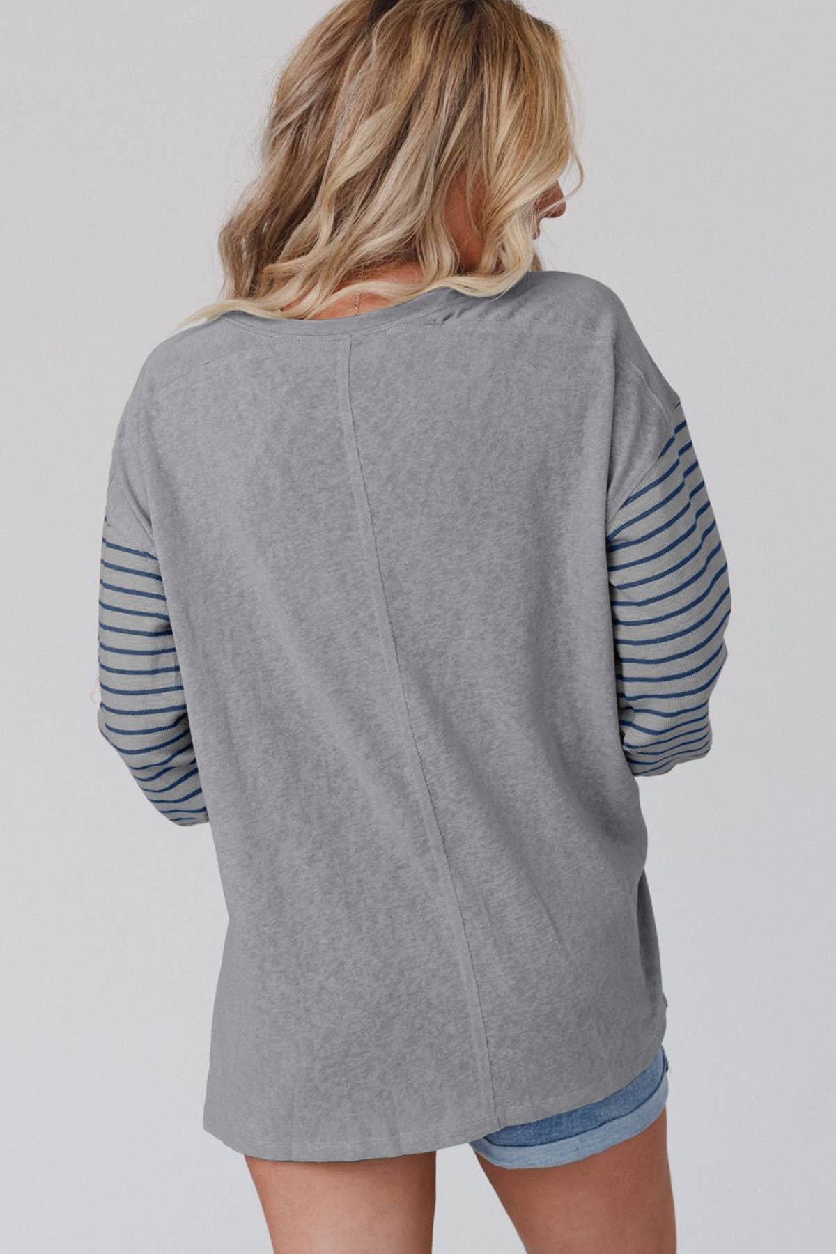 Striped Bishop Sleeve Top