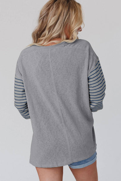 Striped Bishop Sleeve Top