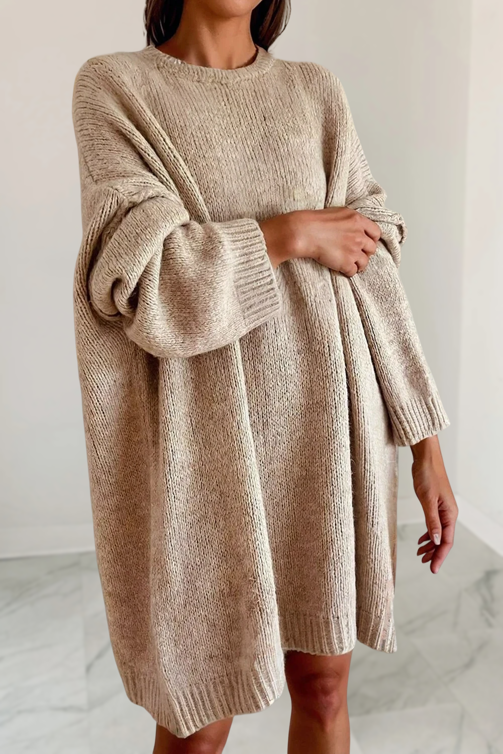 Oversize Drop Shoulder Slouchy Sweater Dress