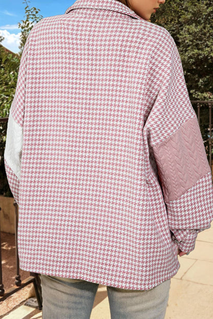 Houndstooth  Textured Patchwork Shacket