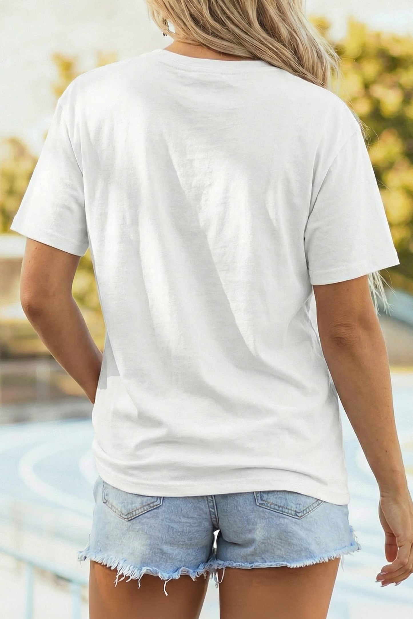 Faux Patchwork Printed US Flag Casual Tee