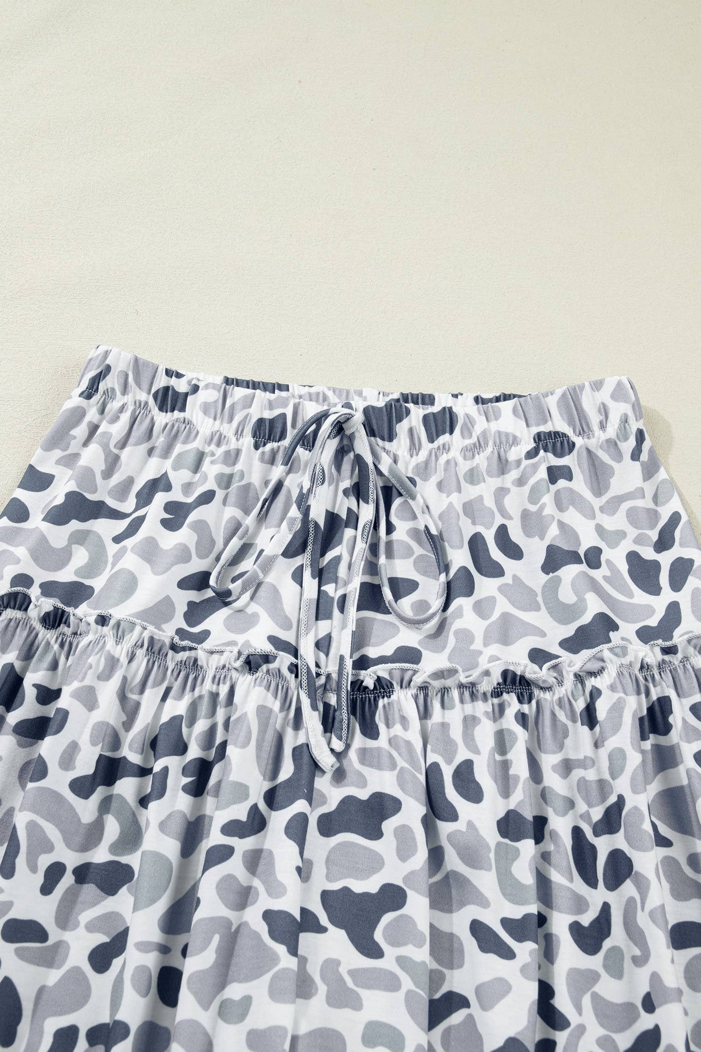 Camo Print Wide Leg Casual Pants