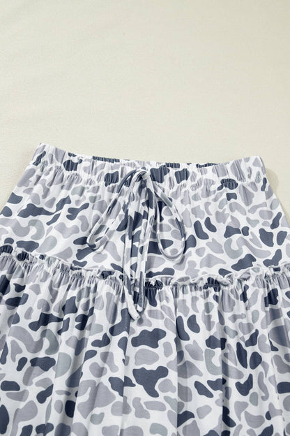 Camo Print Wide Leg Casual Pants