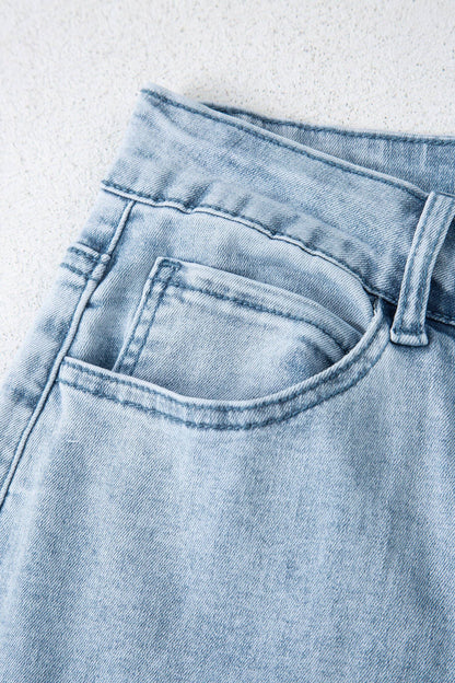 Bow Knot Side Detail Straight Leg Loose Jeans