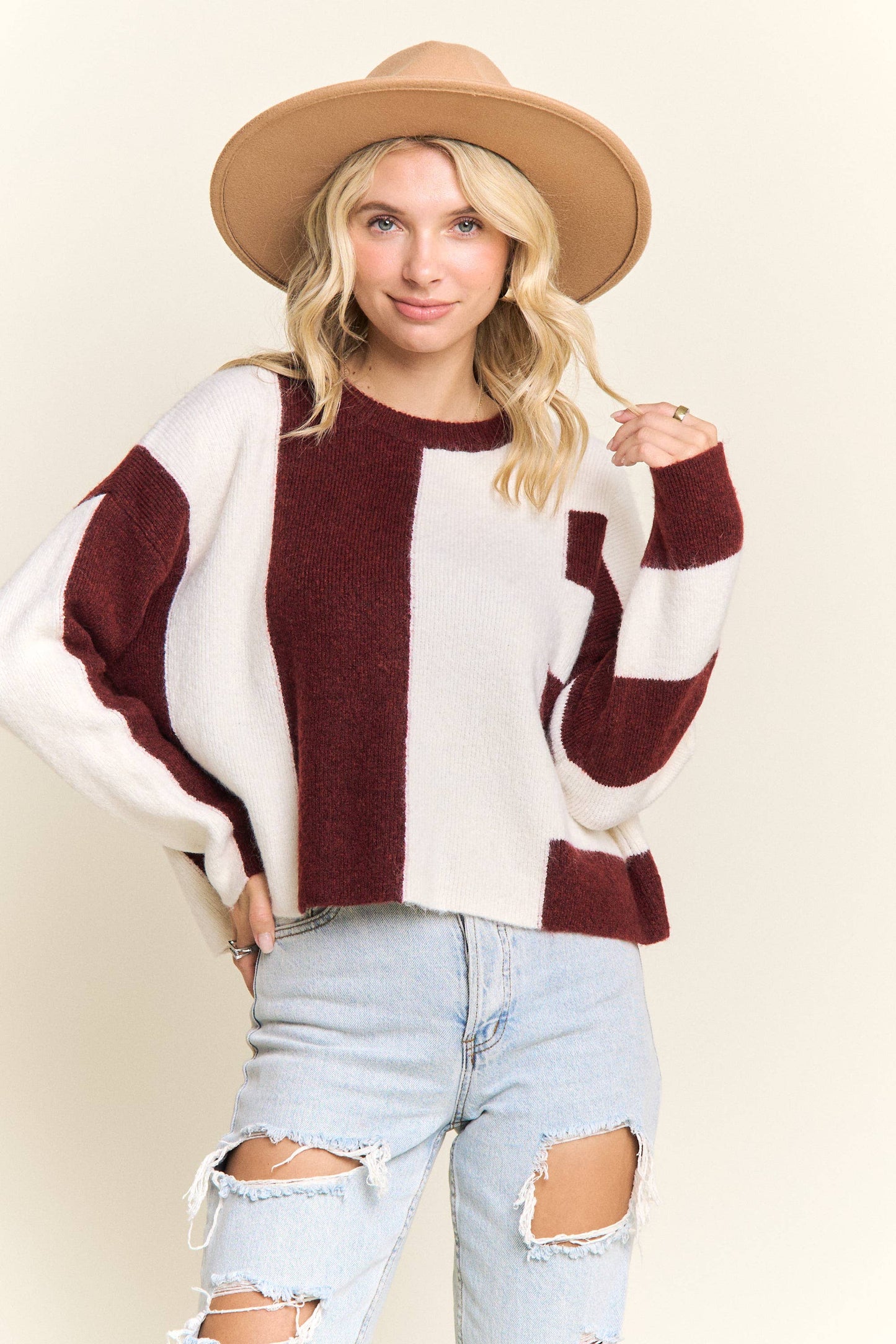 COLORBLOCK KNIT SWEATER