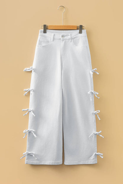 Bow Knot Side Detail Straight Leg Loose Jeans