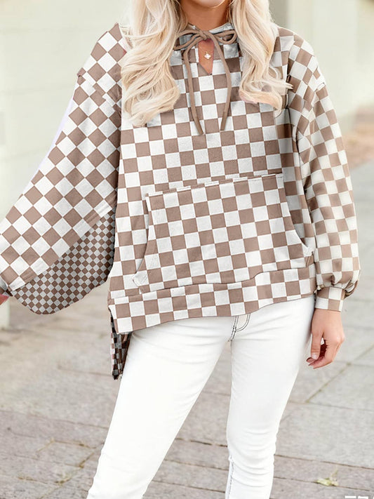 Double Checkered Patchwork Oversize Hoodie