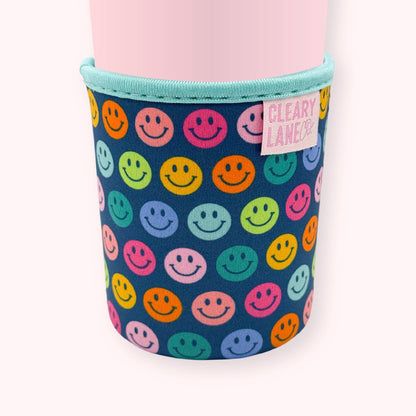 Emerald Rainbow Smiley Face Coffee Sleeve