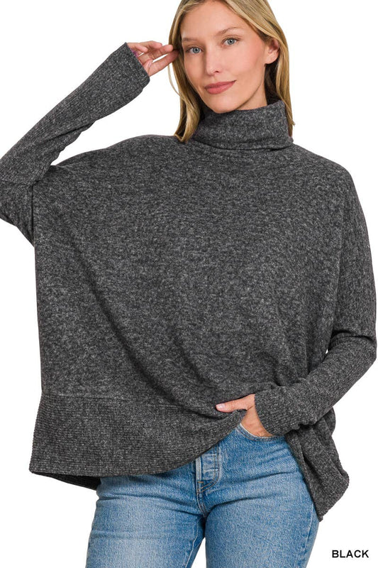 Brushed Hacci Turtleneck Sweater