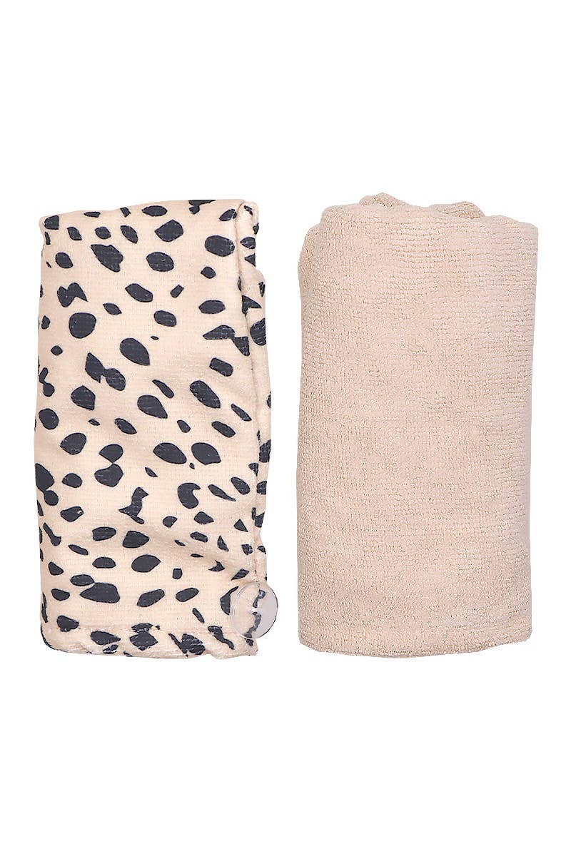 CALA Cheetah/Beige 2pcs Hair Turban Set