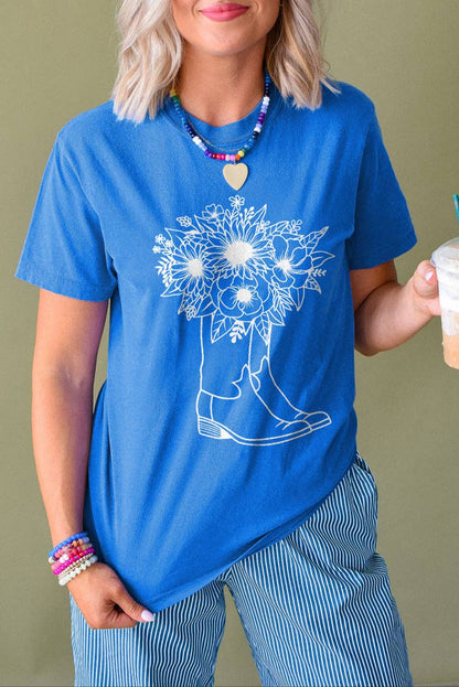 Western Sunflower Boots Summer T-Shirt