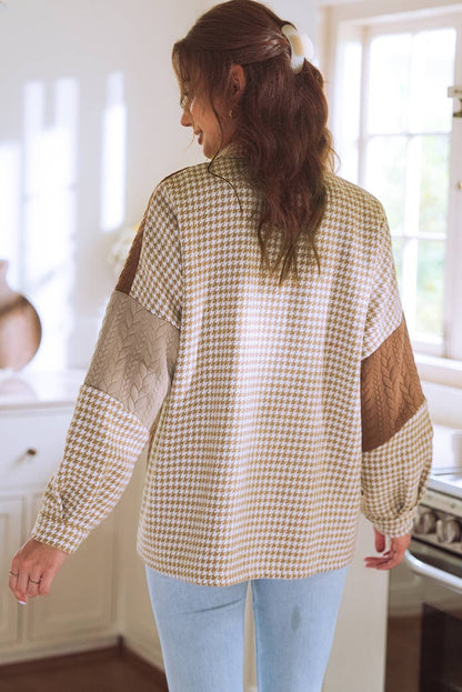 Houndstooth  Textured Patchwork Shacket